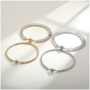 Châu Âu và Hoa Kỳ Xu hướng Thép Titan Thép vuông Zircon Ins Wind Tay Đồ trang trí bằng thép không gỉ Đá vuốt Single Kim cươngnam Magnet Buckle